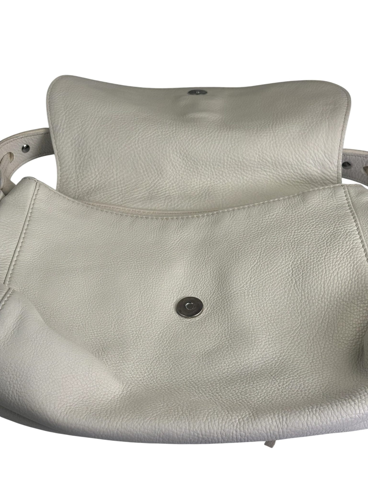 Gucci White Leather Techno Horsebit Shoulder Bag