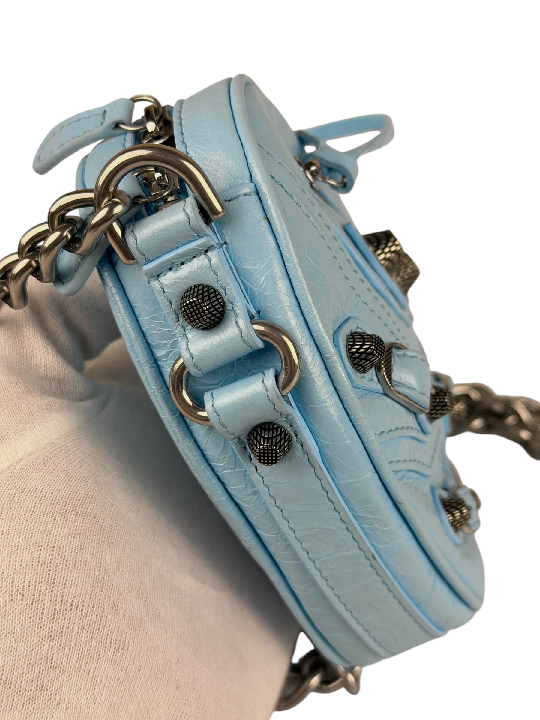 Balenciaga Light Blue Heart Le Cagole Chain Bag