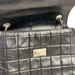 Chanel Black Lambskin Chocolate Bar Quilted Chain Shoulder Bag 2000