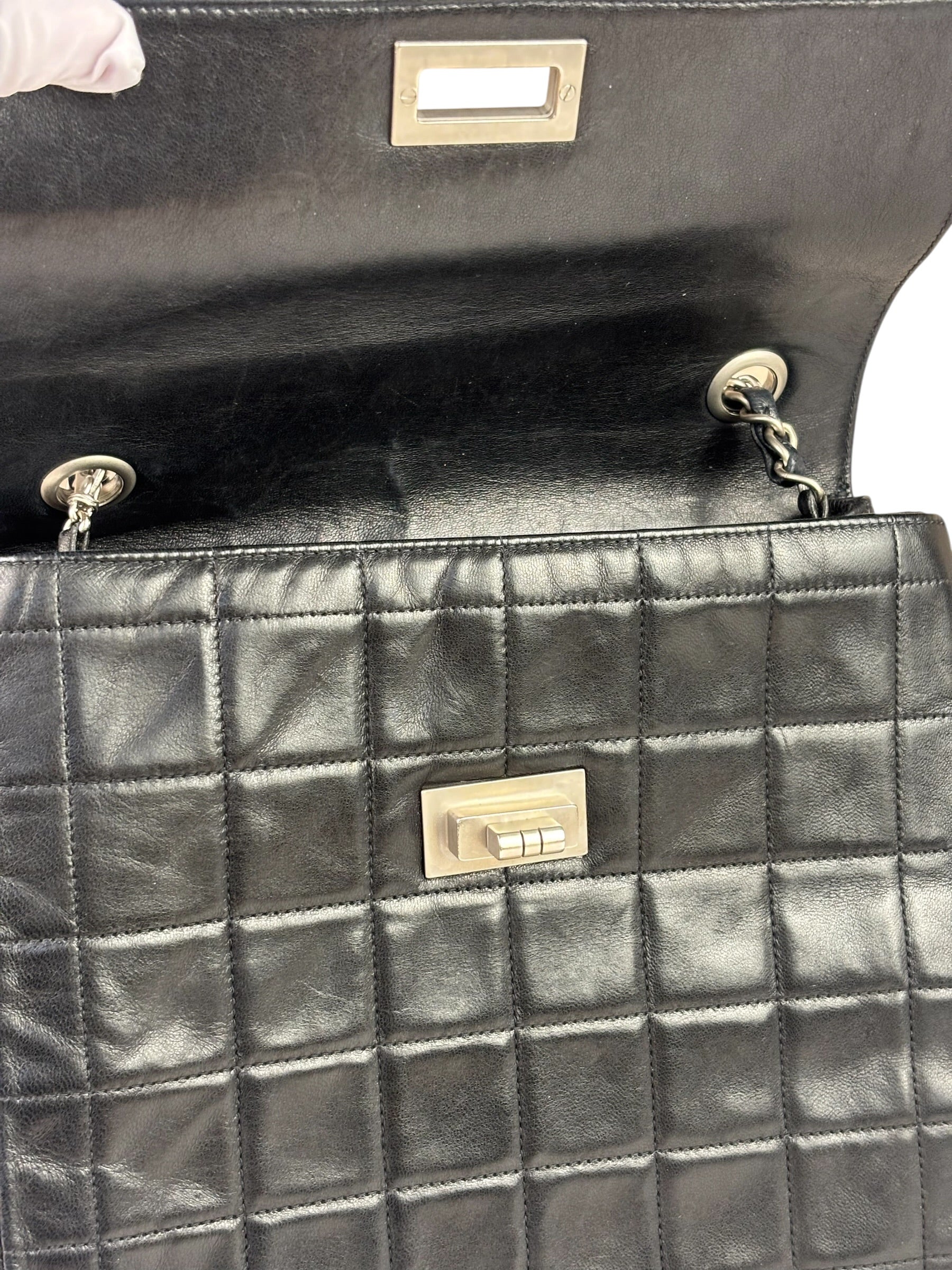 Chanel Black Lambskin Chocolate Bar Quilted Chain Shoulder Bag 2000