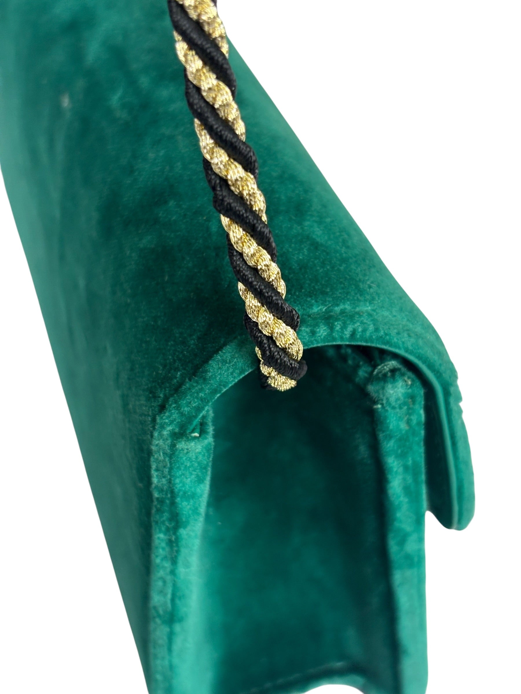 Gucci Green Velvet/Leather Trim Square G Broadway Shoulder Bag