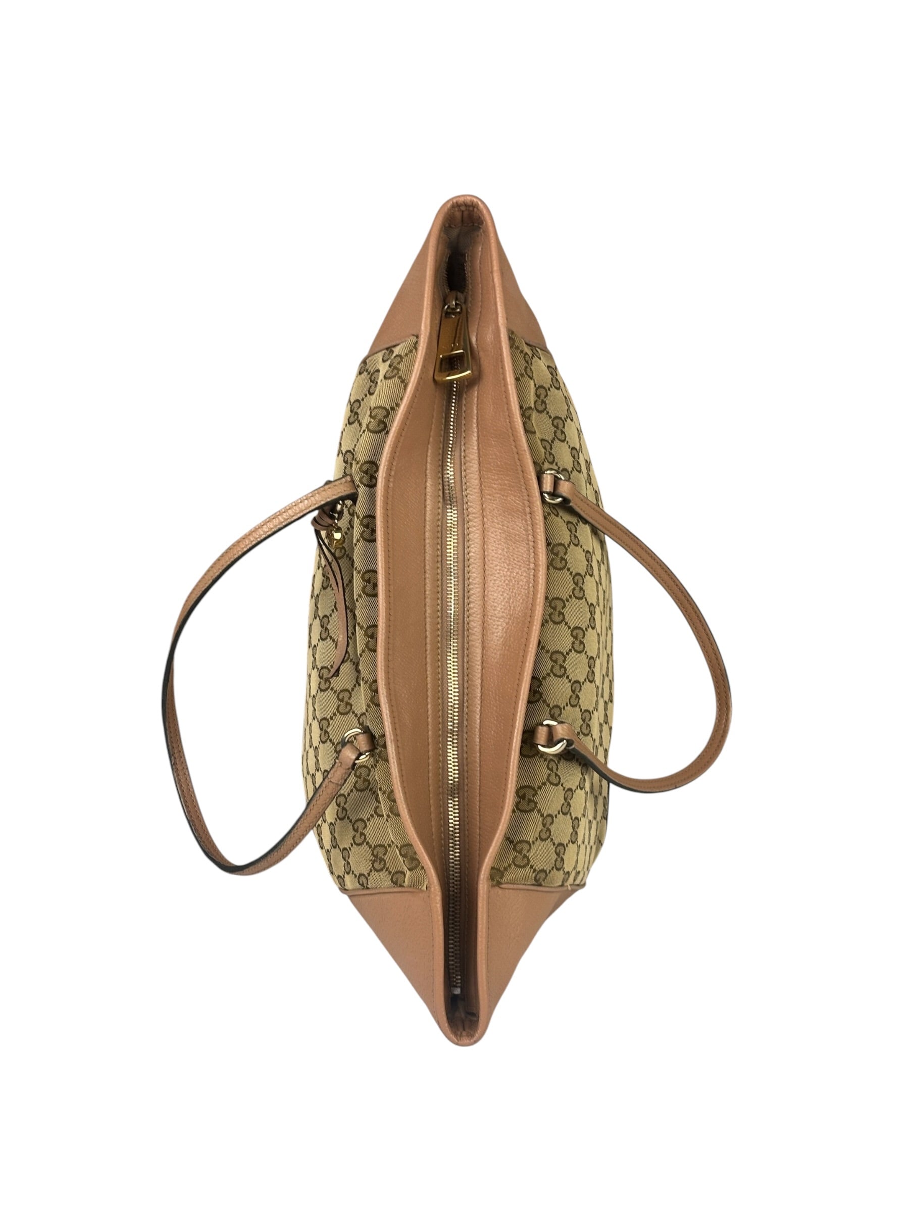 Gucci Beige/Pink Leather Trim Bree Shoulder Bag