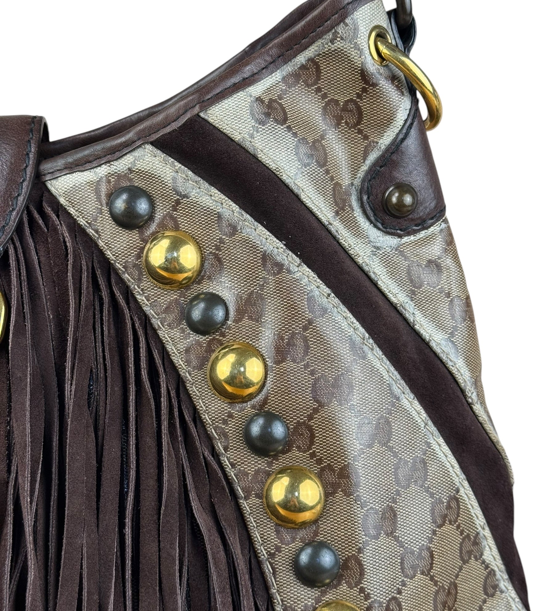 Gucci GG Vintage Babouska Leather Tassel Hobo Bag