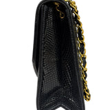 Chanel Black Lizard Leather Envelope Flap Bag 1986
