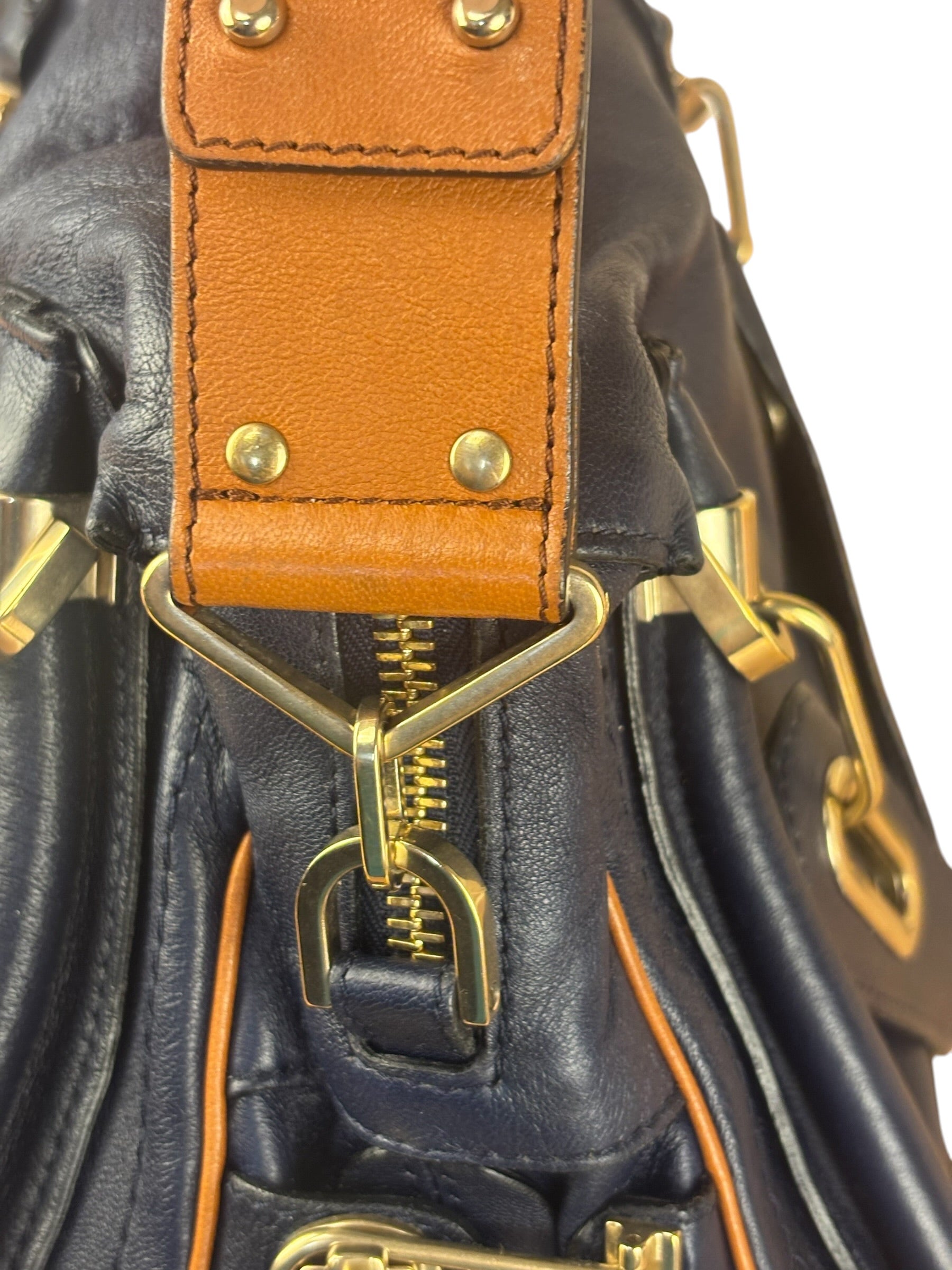 Chloe Night Blue Leather Medium Paraty Military Hand/Shoulder Bag