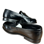 Prada Black Leather Triangle Logo Loafers