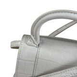 Balenciaga White Croc Embossed Nano Hourglass Bag