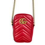 Gucci GG Marmont Vertical Phone Crossbody Bag Red