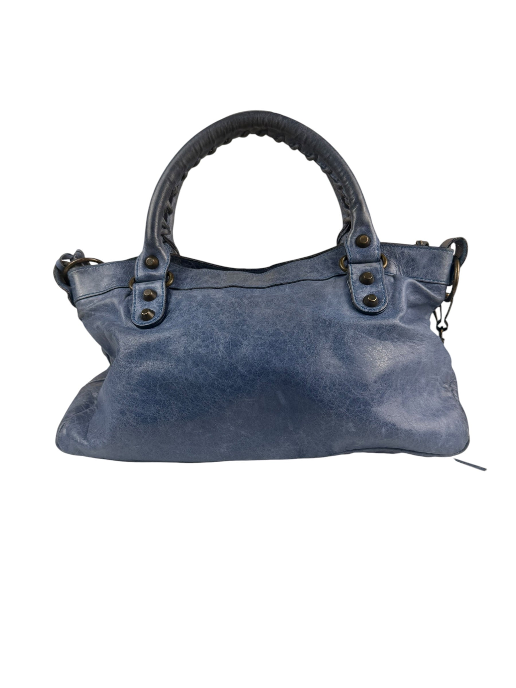 Balenciaga Blue Leather Two-Way First City Bag