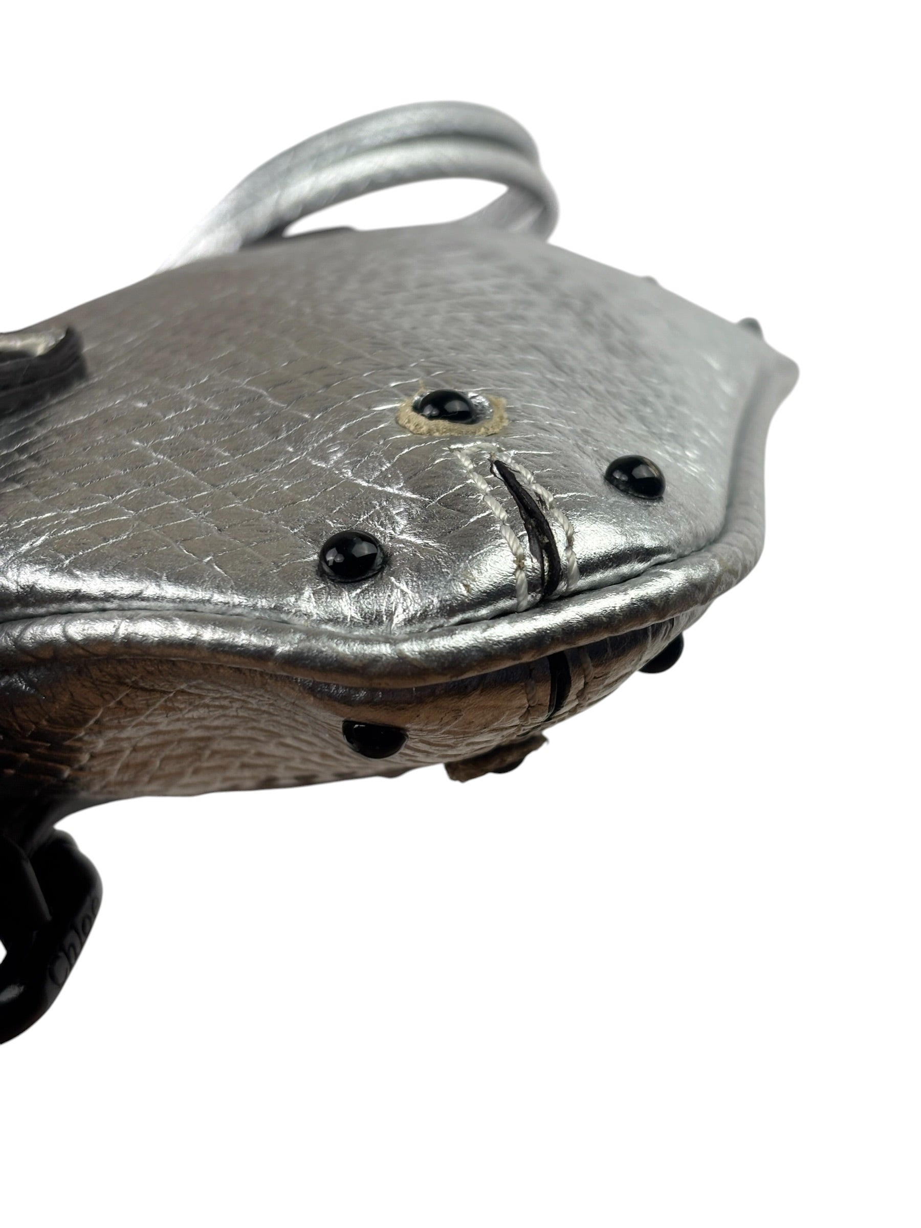 Chloe Metallic Silver Leather Paddington Pochette