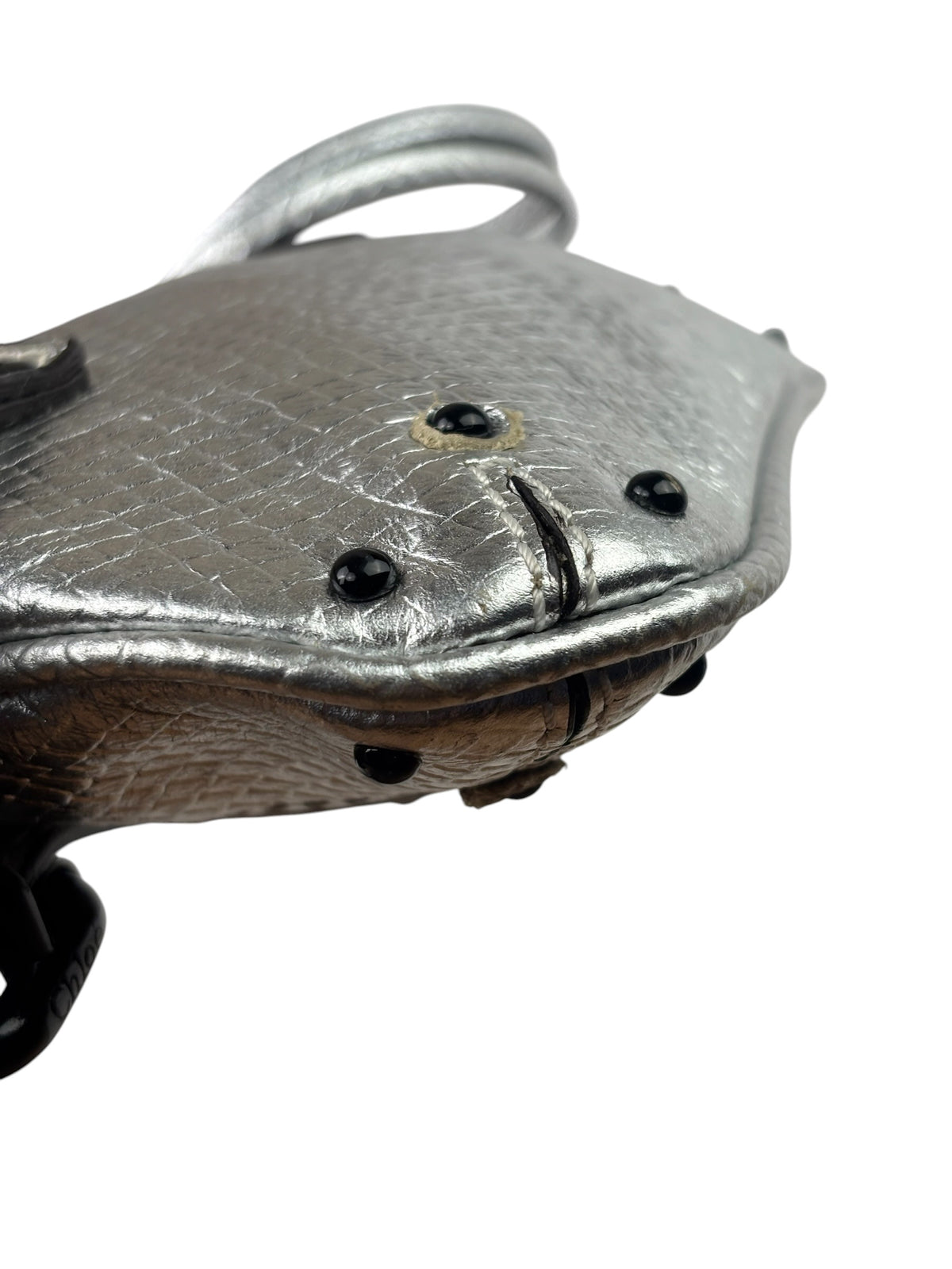 Chloe Metallic Silver Leather Paddington Pochette