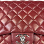 Chanel Burgundy Quilted Leather Jumbo Classic Double Flap Bag 2011