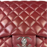 Chanel Burgundy Quilted Leather Jumbo Classic Double Flap Bag 2011