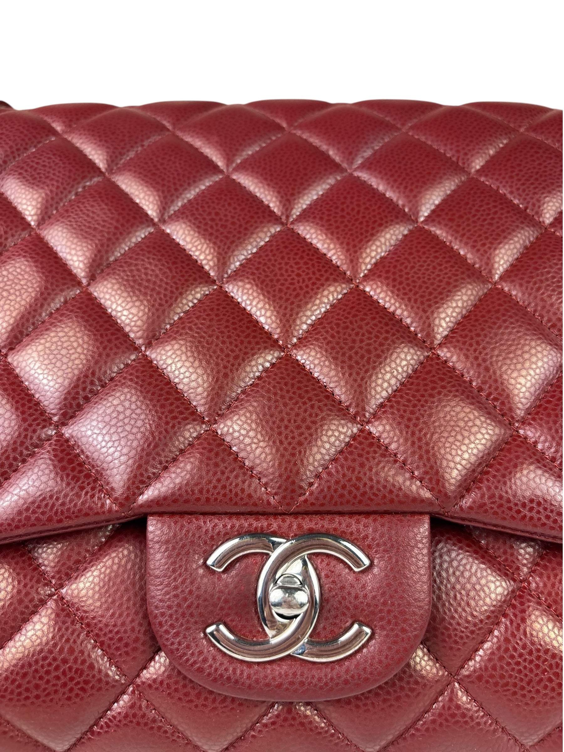 Chanel Burgundy Quilted Leather Jumbo Classic Double Flap Bag 2011
