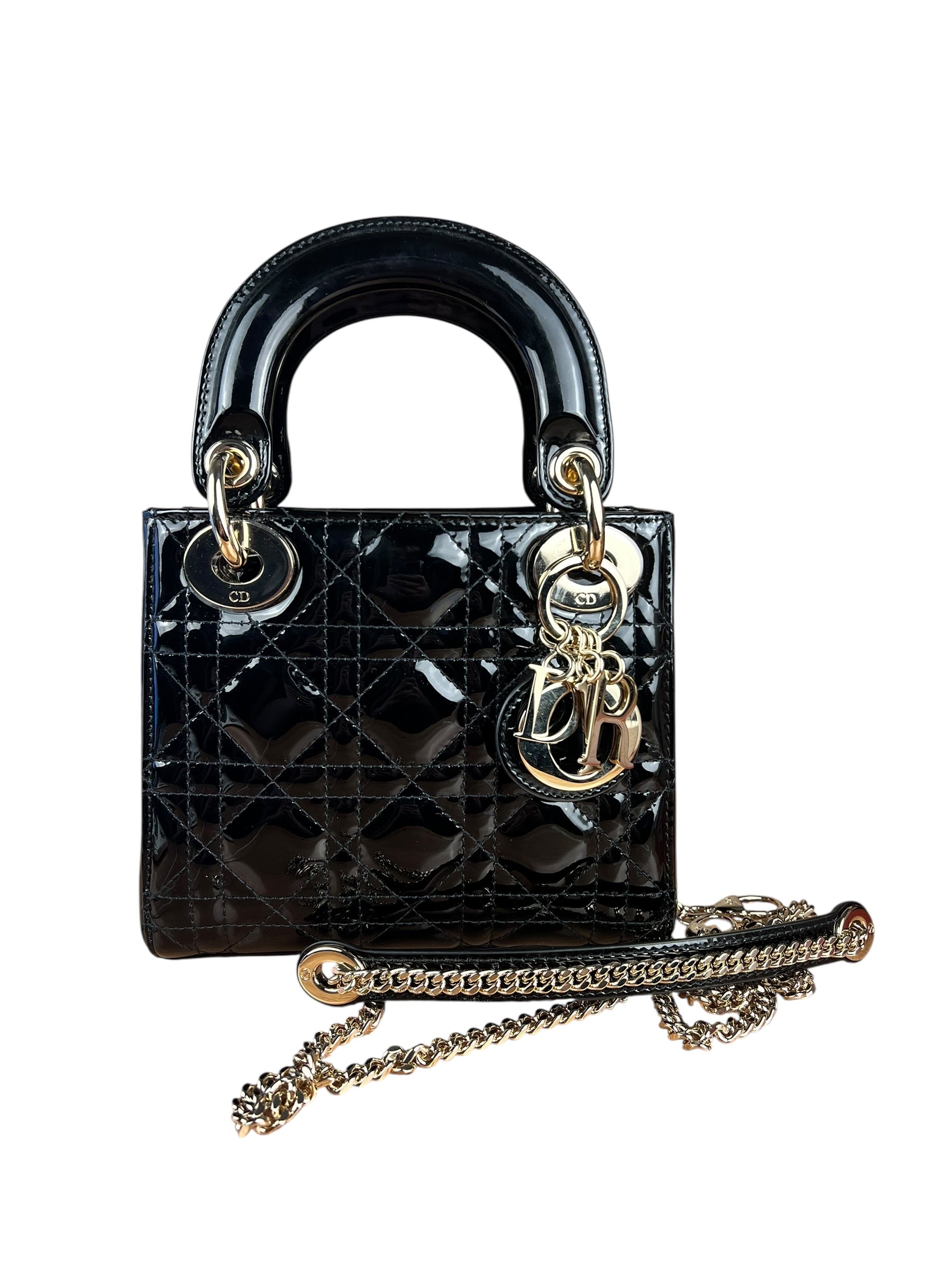 Dior Patent Cannage Mini Lady Dior Black