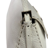 Fendi White Leather Selleria Baguette