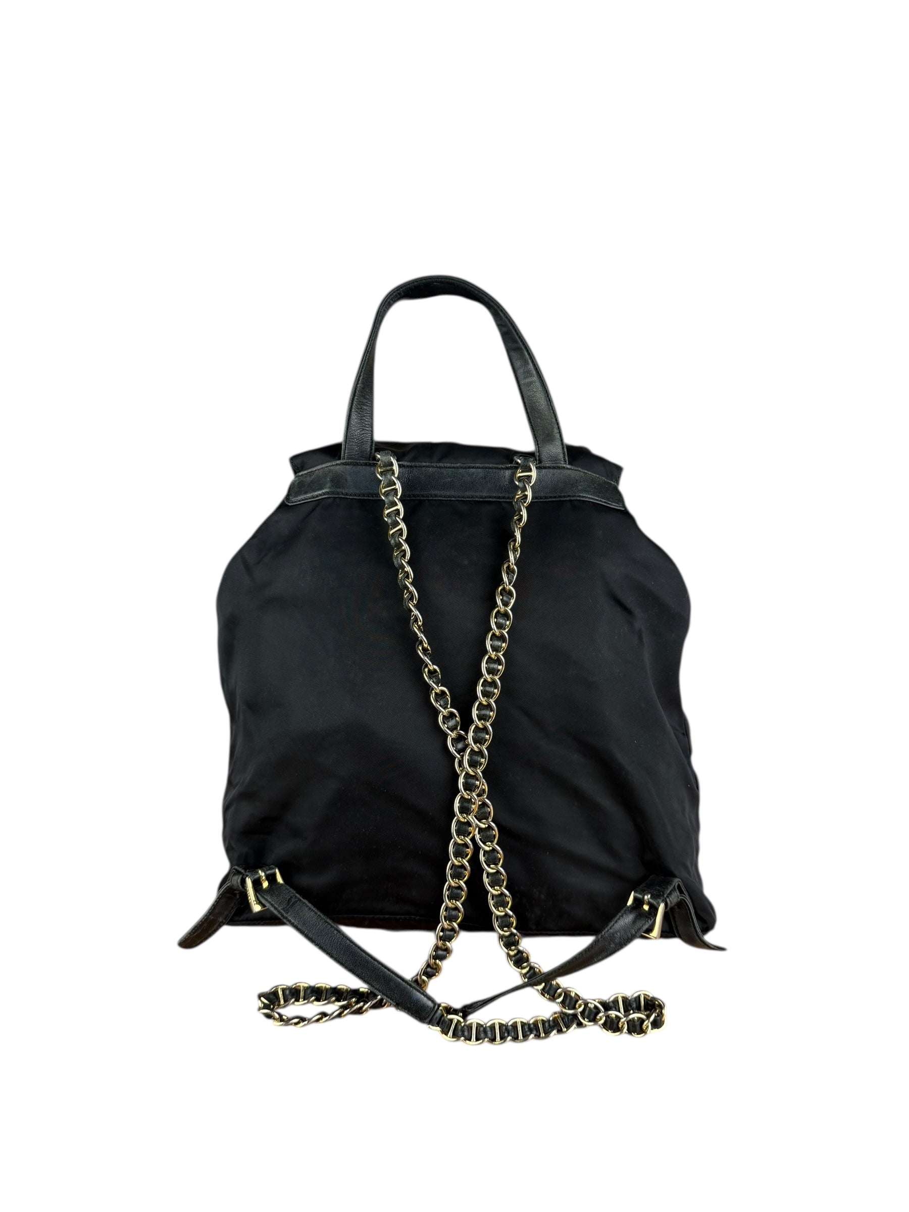 Prada Vintage Black Nylon Drawstring Backpack