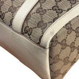 Gucci Bicolor Leather Trim Canvas GG Monogram Shoulder Bag