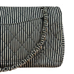 Chanel Black/White Sequin Stripped Medium Double Flap Shoulder Bag