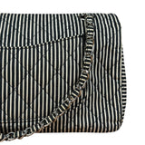 Chanel Black/White Sequin Stripped Medium Double Flap Shoulder Bag