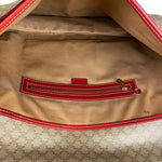 Celine Vintage Macadam Print Red Lined Flap Messenger Bag