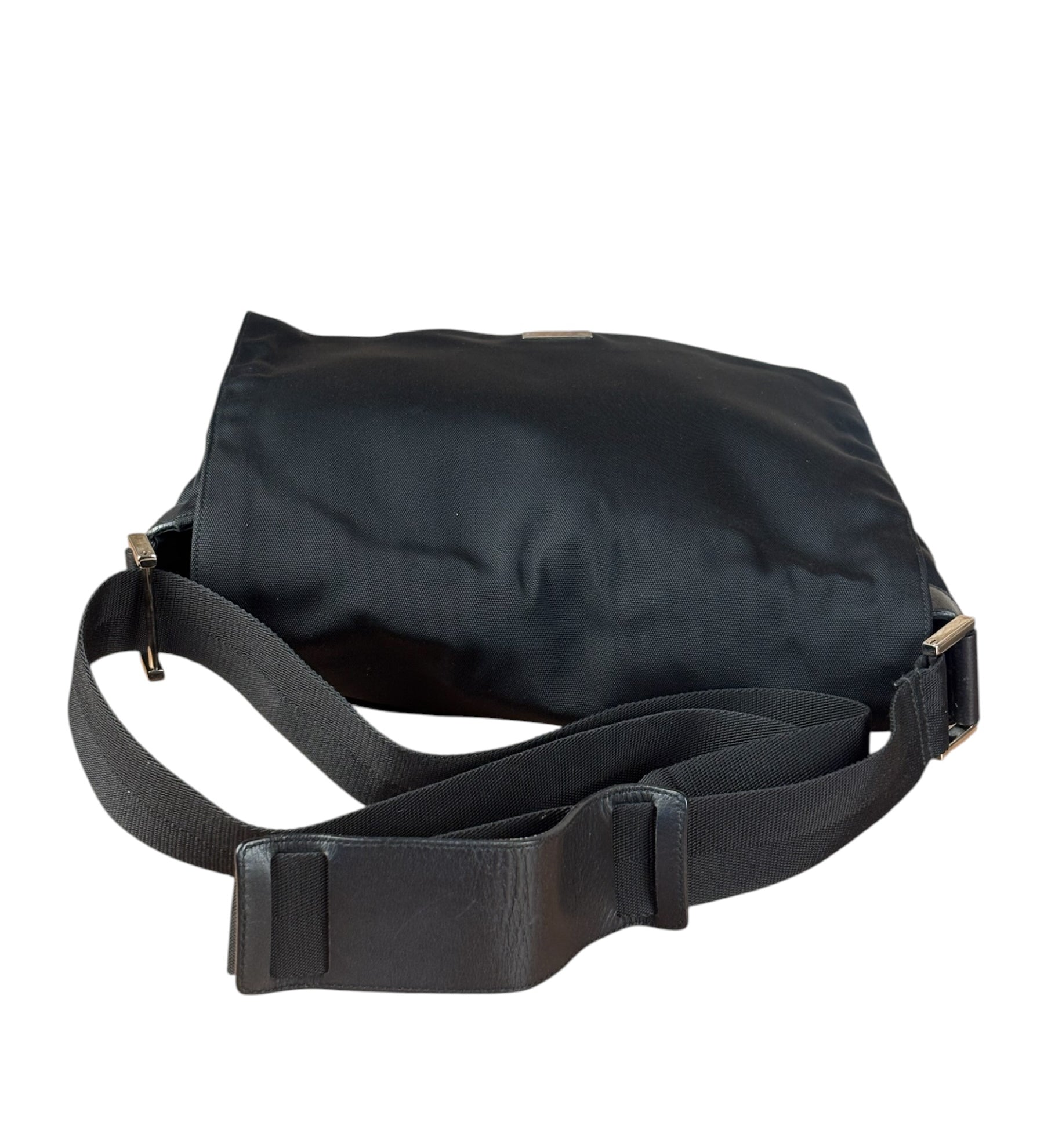 Gucci Black Canvas Flap Messenger Bag