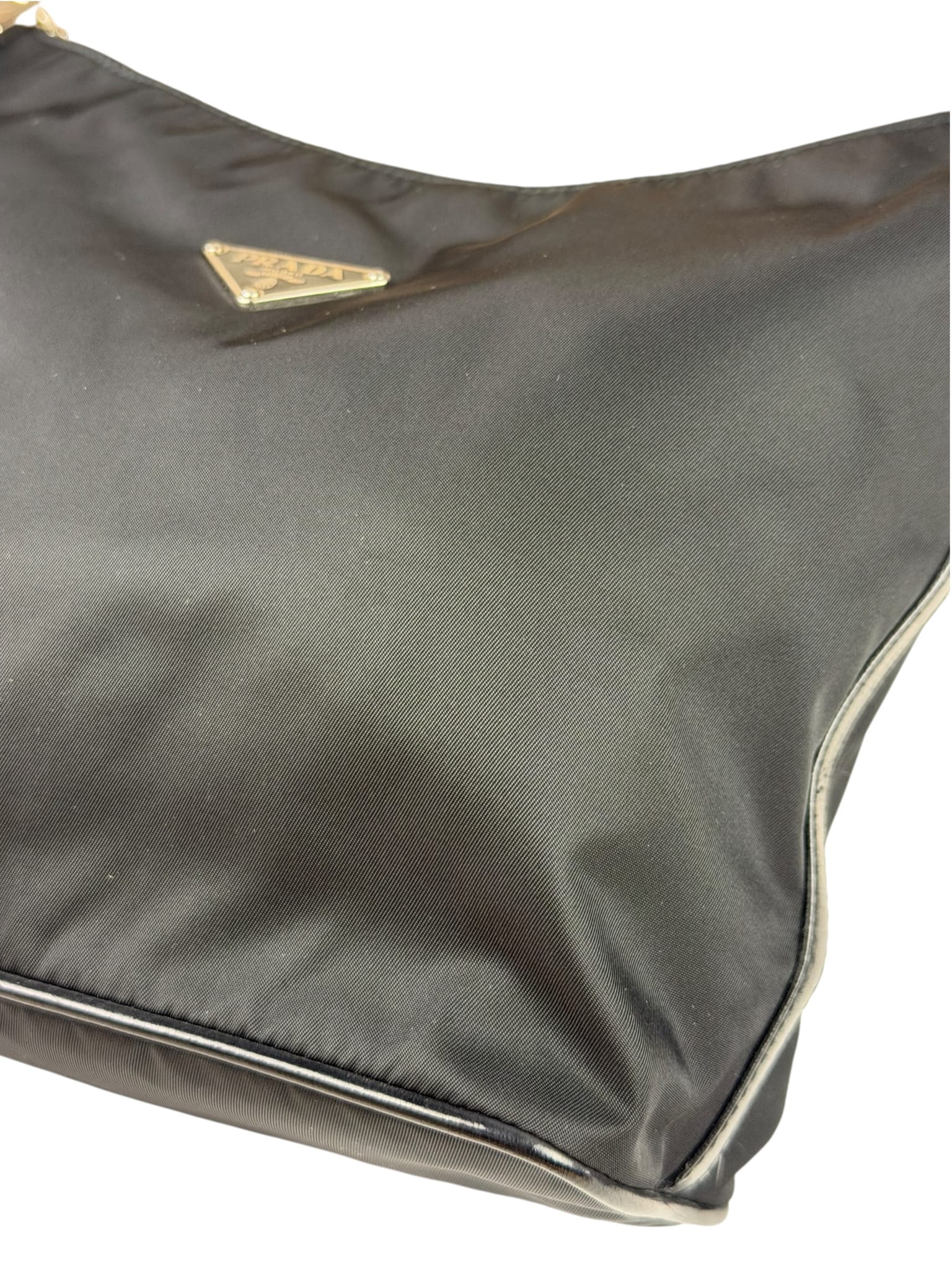 Prada Black Leather Trim/Tessuto Nylon  Shoulder Bag