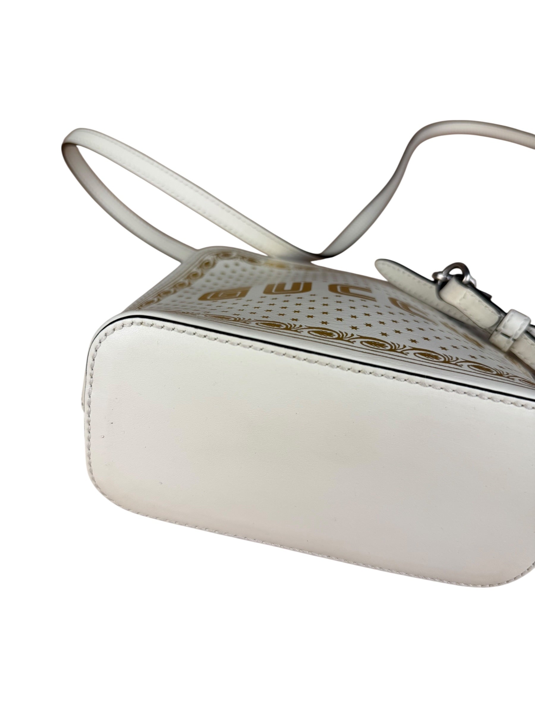 Gucci White Leather Stars Guccy Mini 2Way Bag