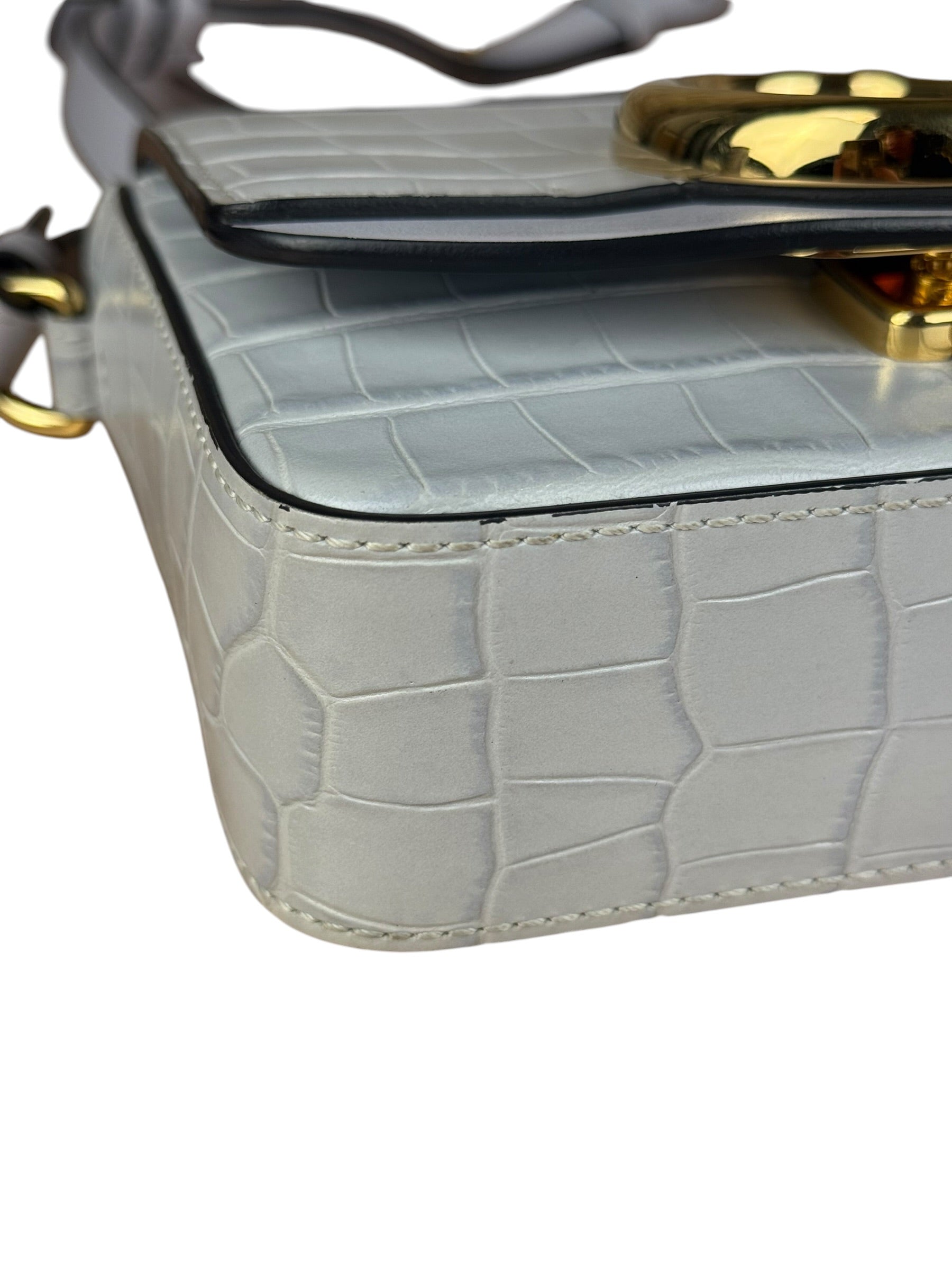 Chloé Mini Grey Croc Embossed C 2Way Bag