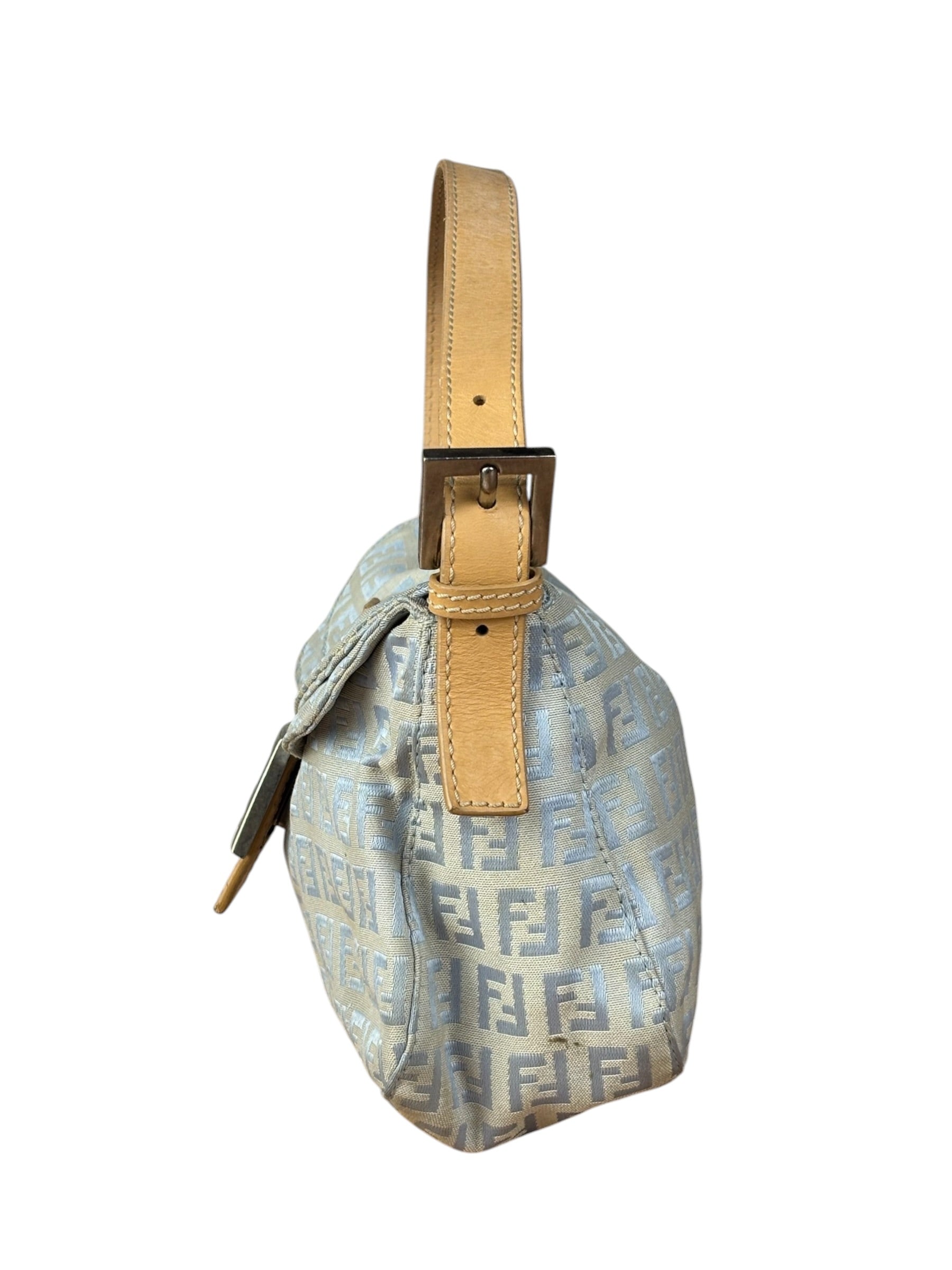 Fendi Vintage Blue Zucca Print Baguette