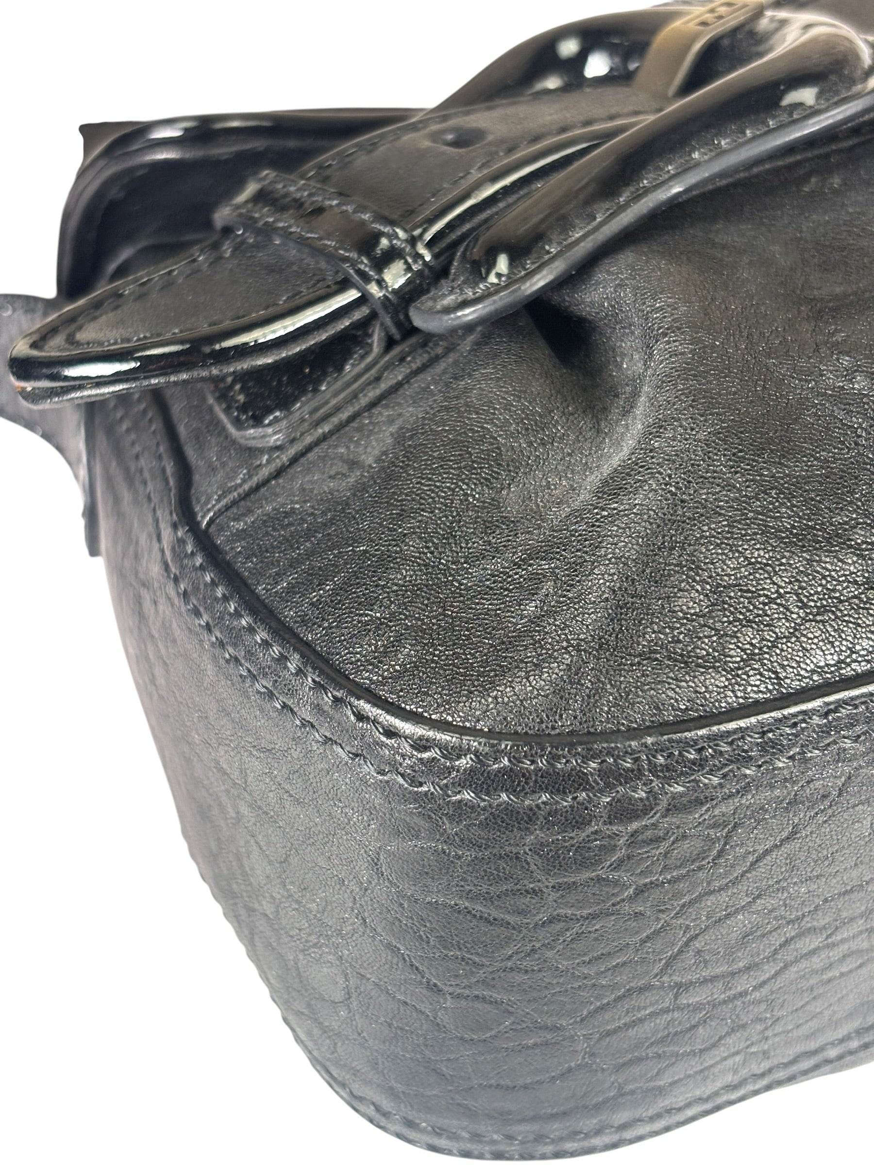 Fendi Black Patent Leather Trim B Bis Shoulder Bag