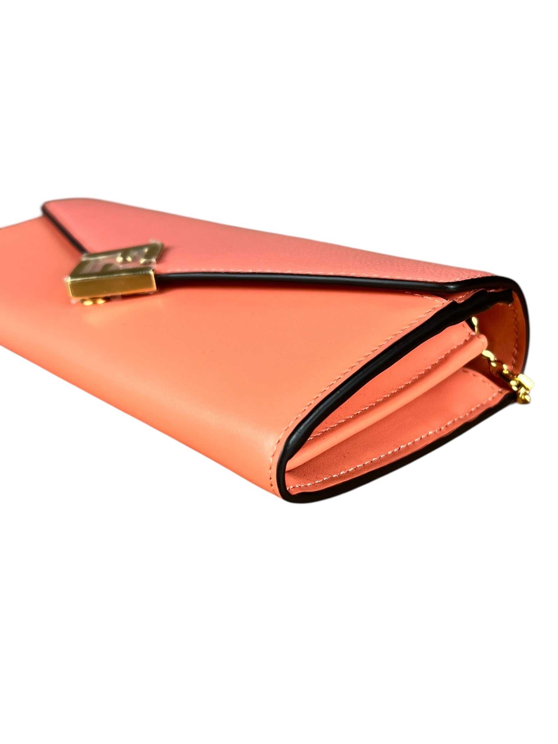 Fendi FF Diamonds Continental Peach Wallet on Chain