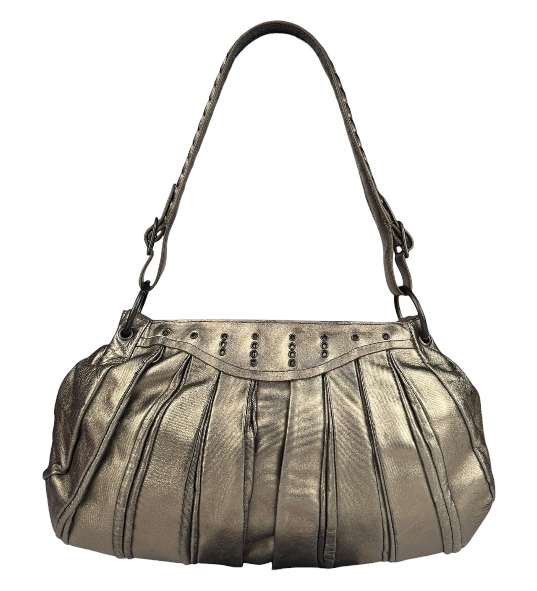 Bottega Veneta Metallic Pleated Shoulder Bag