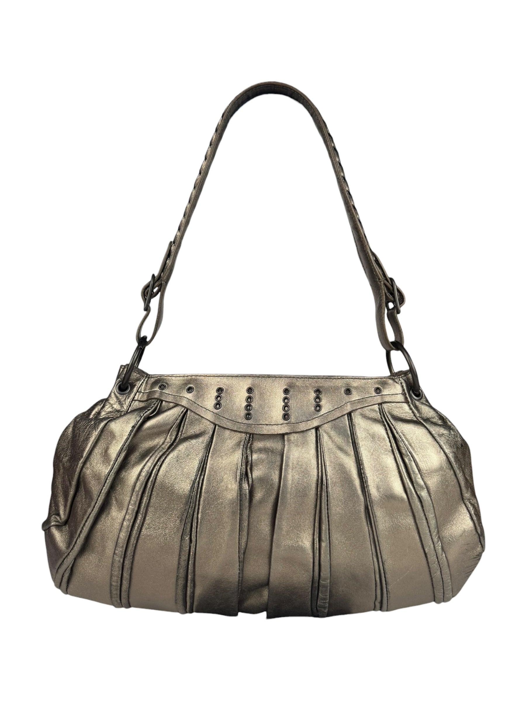 Bottega Veneta Metallic Pleated Shoulder Bag