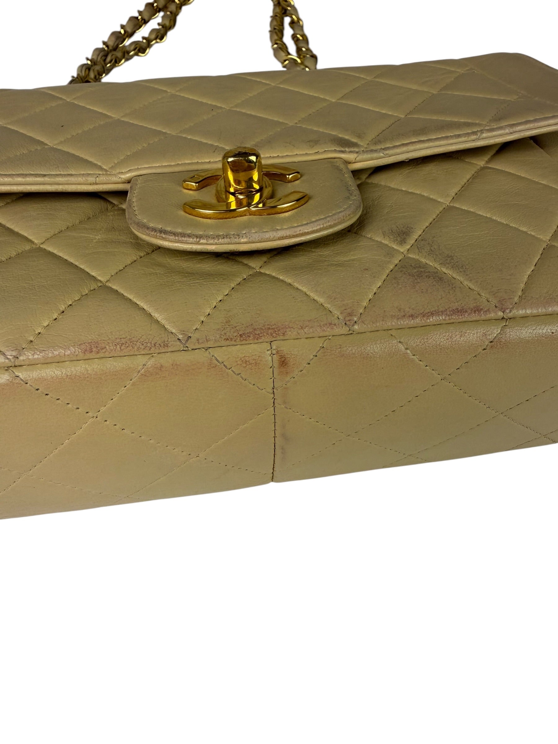 Chanel Vintage Beige Clair Quilted Leather Classic Flap Bag 2004