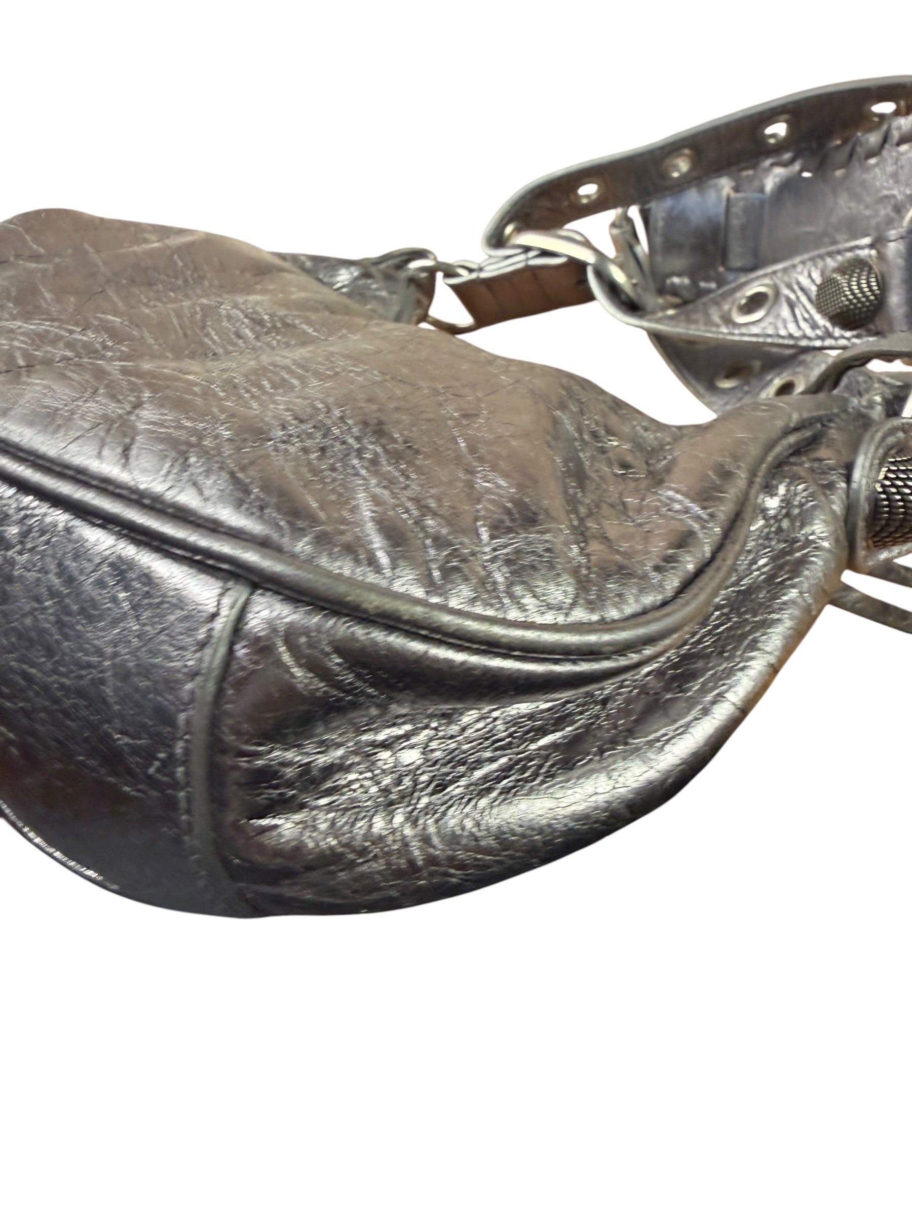 Balenciaga Silver Leather Le Cagole Shoulder Bag