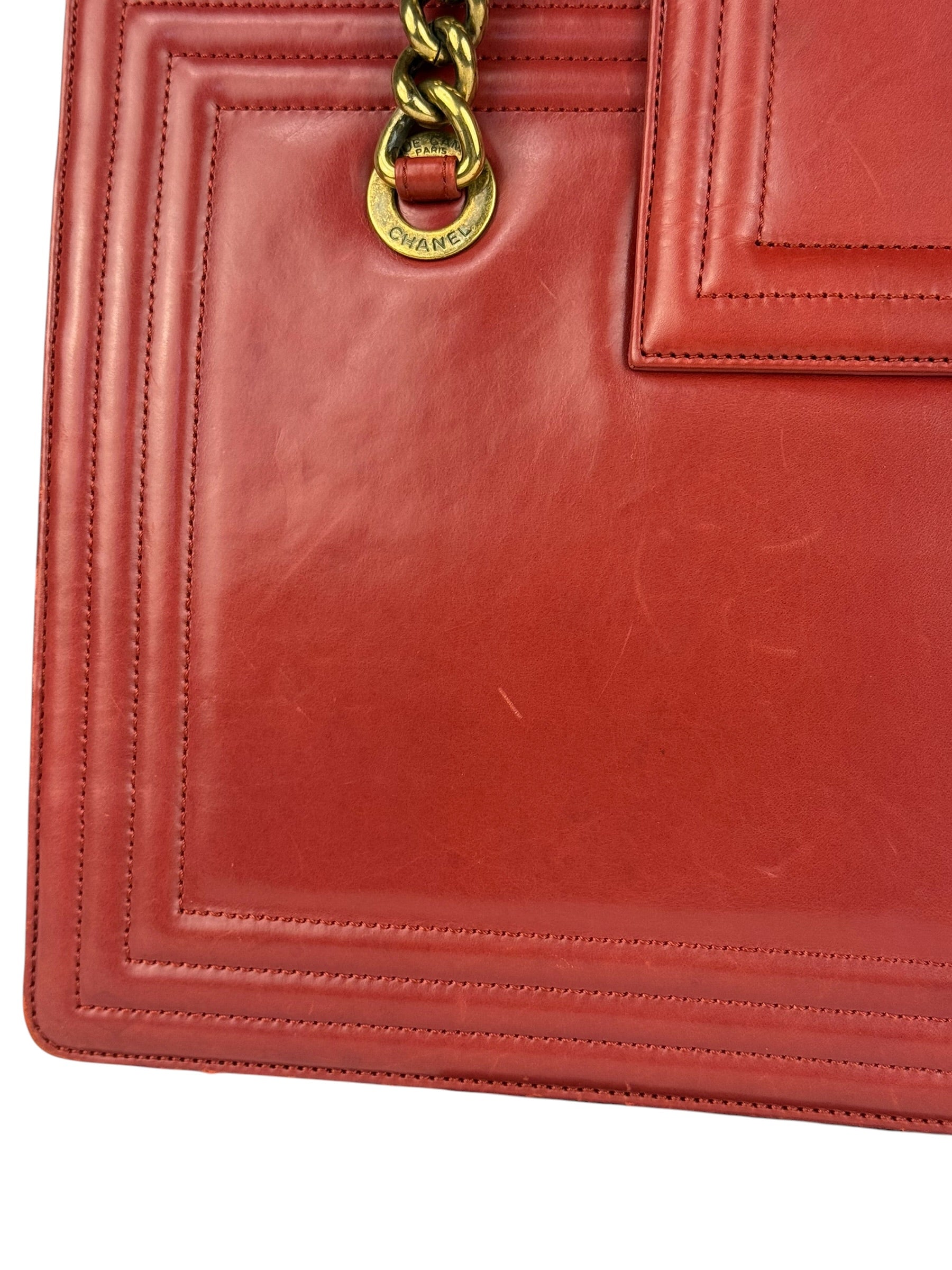 Chanel Red Leather Large Jetsetter Boy 2Way Handbag 2011