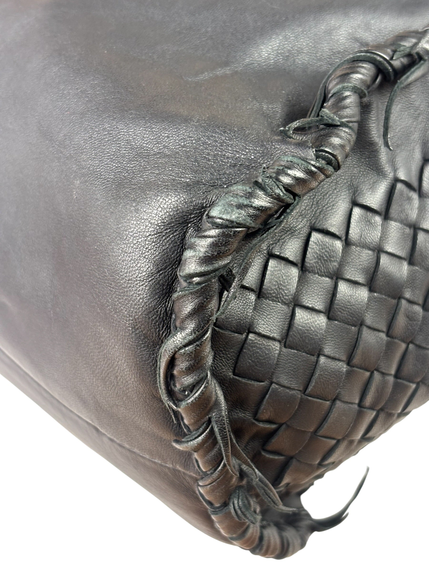 Bottega Veneta Black Intrecciato Fringe Shoulder Bag