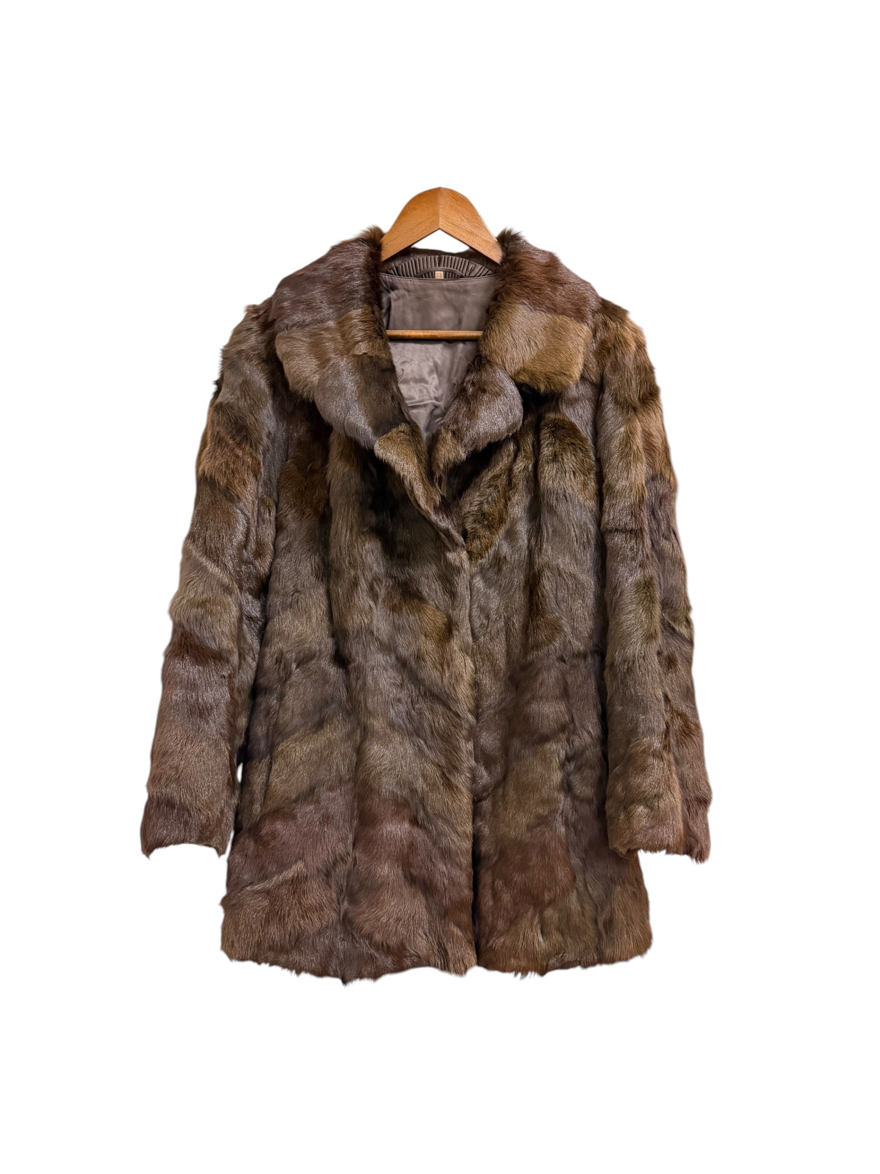 Vintage Mixed Brown Mink Fur Mid Length Coat