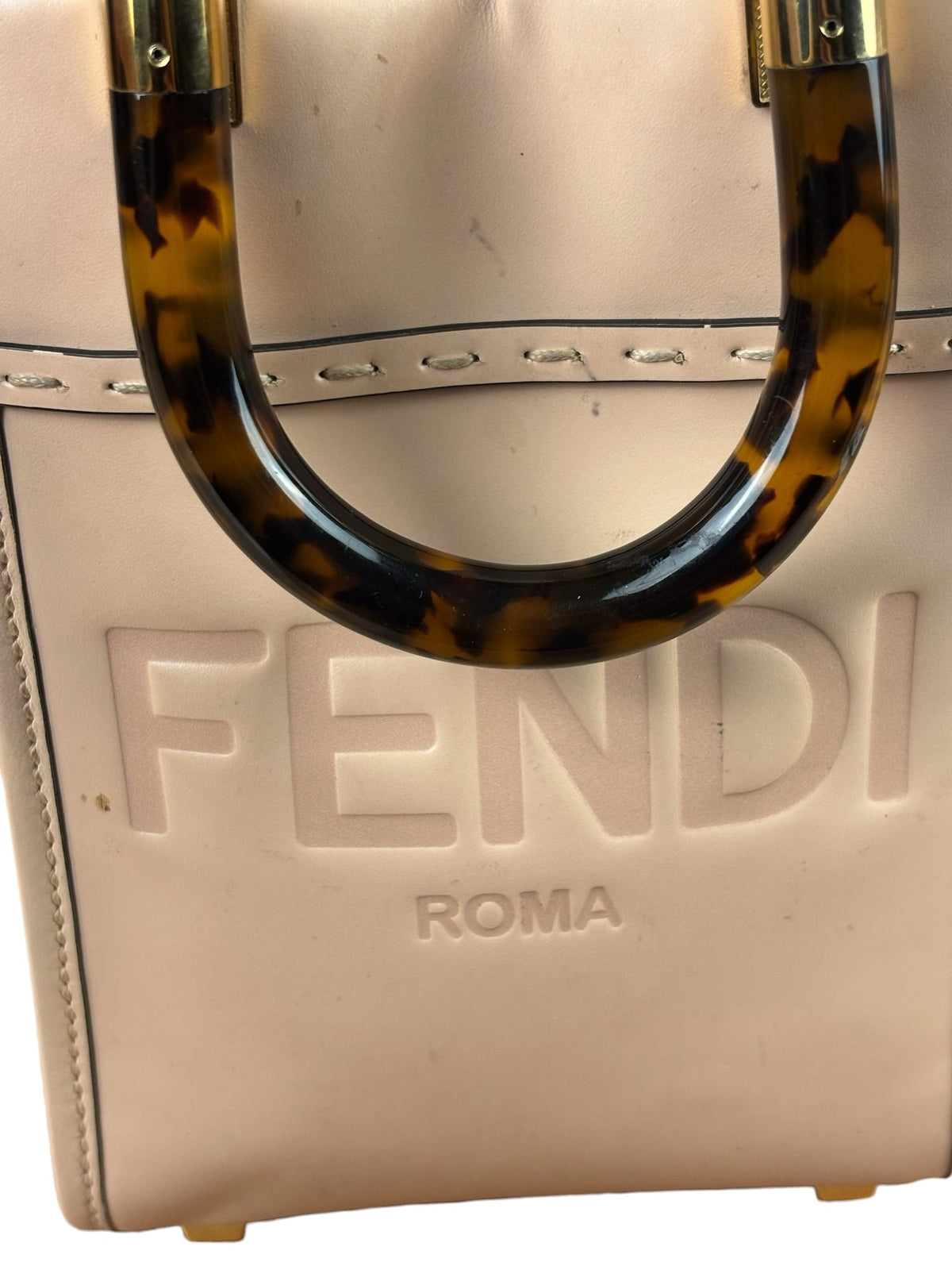Fendi Light Peach Leather Nano Mini Sunshine Shopper Tote