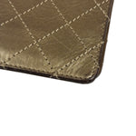Chanel Metallic Bronze Quilted Leather Bi-Fold Long Wallet