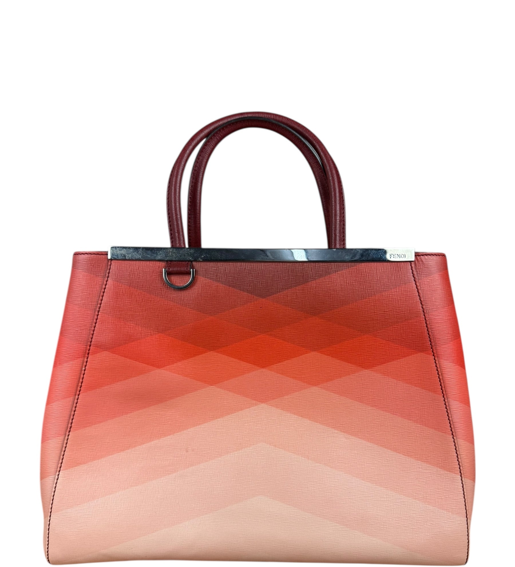 Fendi 2Jours Red Geometric Medium Tote