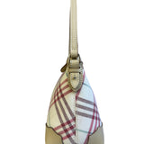 Burberry White/Beige Leather Trim Nova Check Pochette
