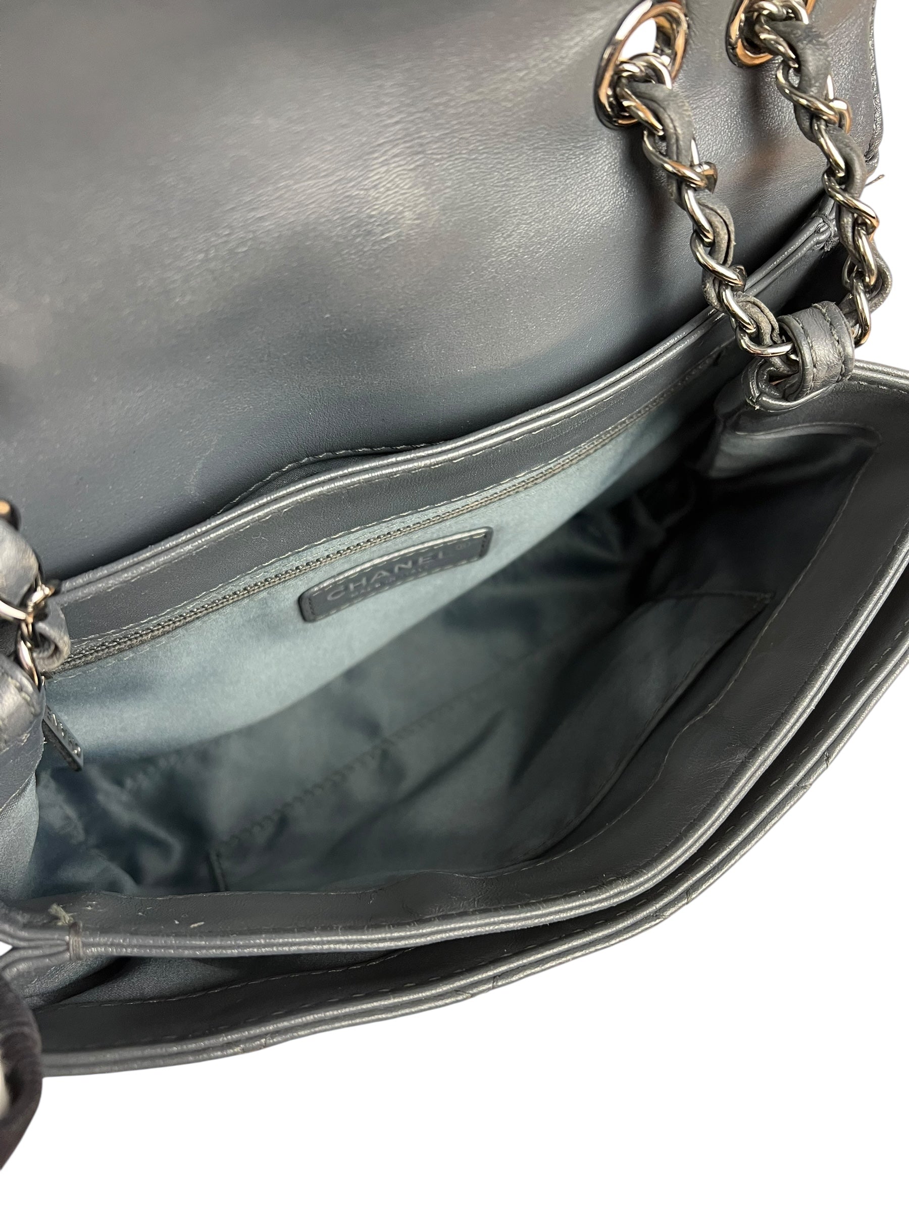 Chanel Dark Grey Quilted Leather Loop Flap Bag 2014