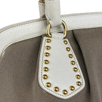 Prada Beige Vitello Trimmed Canapa Bag