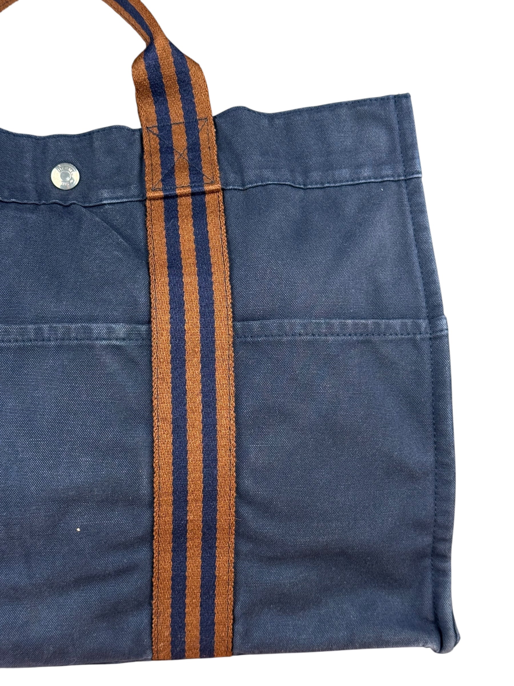 Hermes Vintage Large Navy Canvas Tote