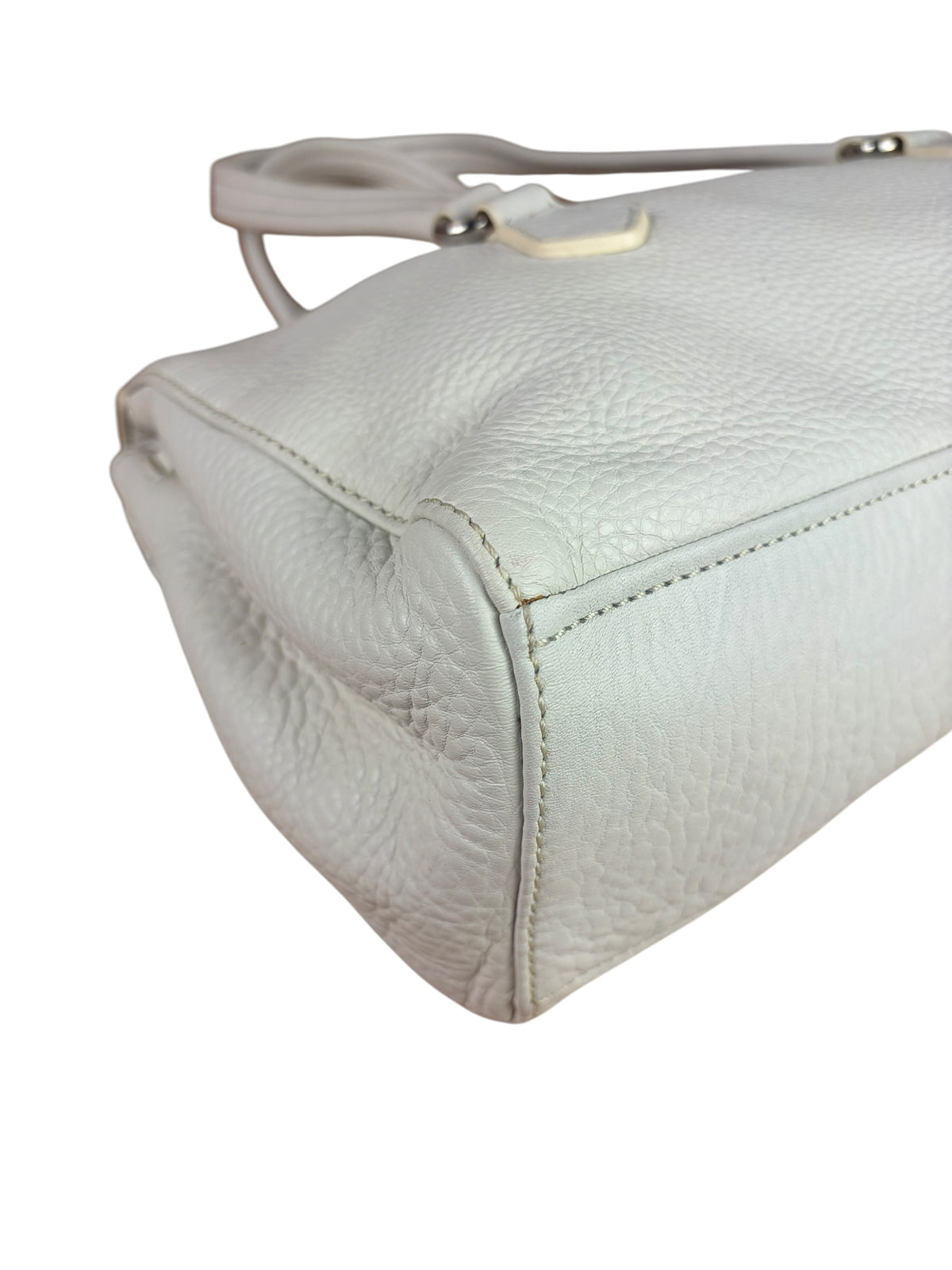 Prada White Leather Vitello Daino Easy Shoulder Bag