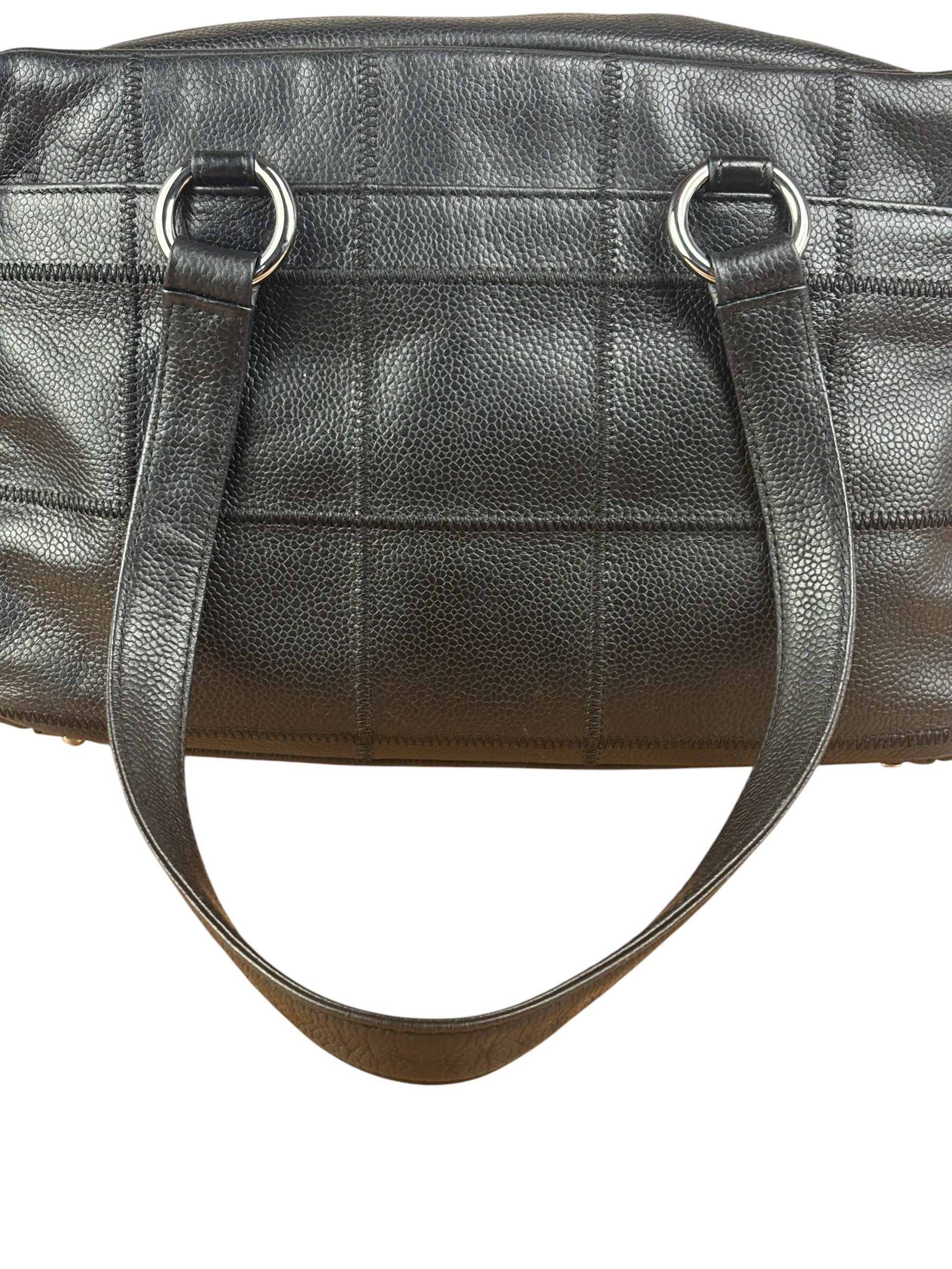 Chanel Black Leather Chocolate Bar Shoulder Bag 2004