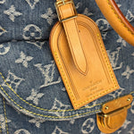 Louis Vuitton Vintage Demin Leather Trim Flat Shopper Tote Bag