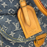 Louis Vuitton Vintage Demin Leather Trim Flat Shopper Tote Bag